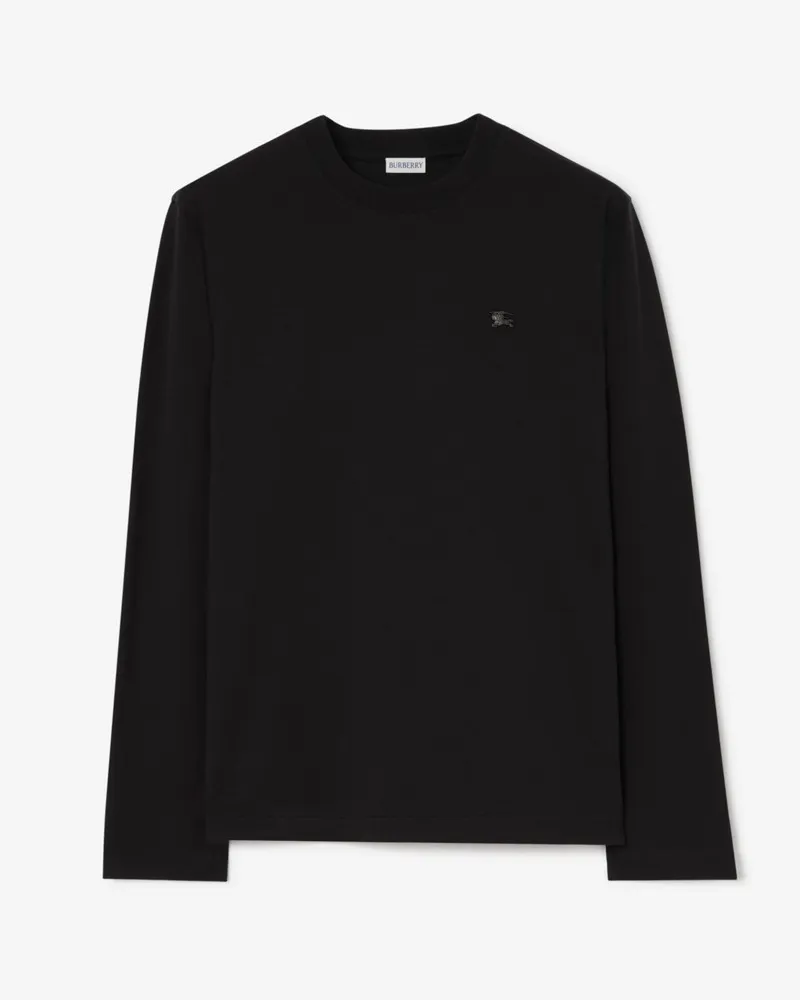 Burberry Langärmeliges Baumwolloberteil mit Knight aus Metall Black