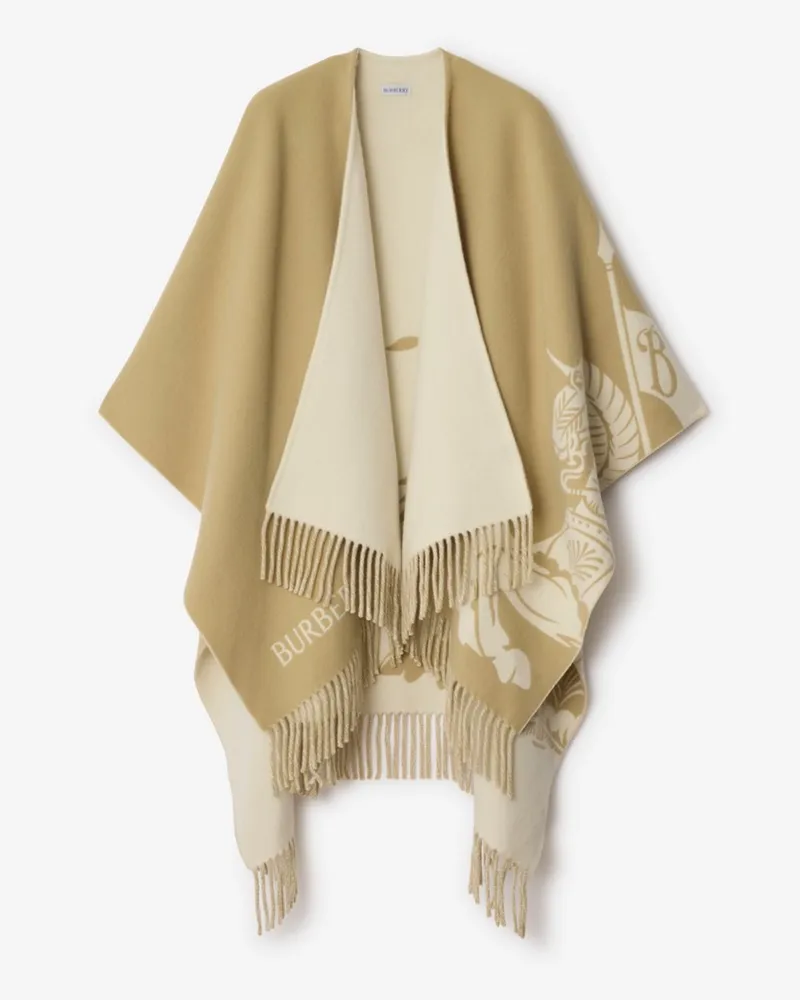 Burberry Woll-Kaschmircape mit EKD-Motiv Sand