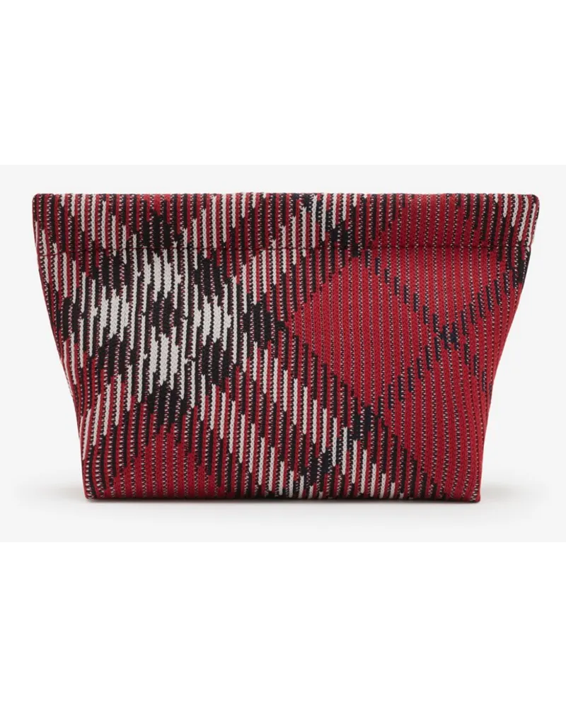 Burberry Gestrickte Clutch in Check Scharlachrot