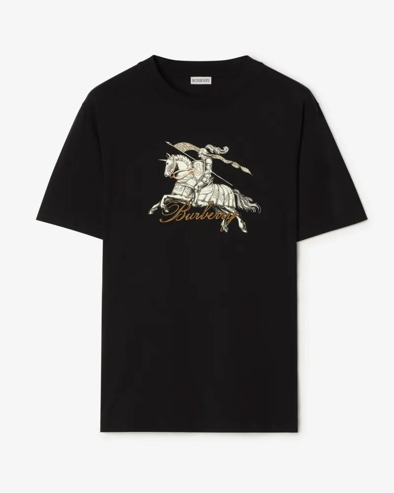 Burberry Baumwoll-T-Shirt mit Knight-Radierung Black