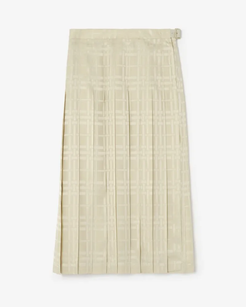 Burberry Midi-Kilt aus Seide , Size Champagne-weiß