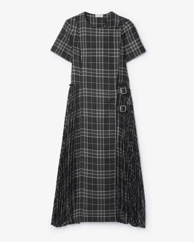 Burberry Wollmisch-Kiltkleid mit Karomuster Onyx-grau