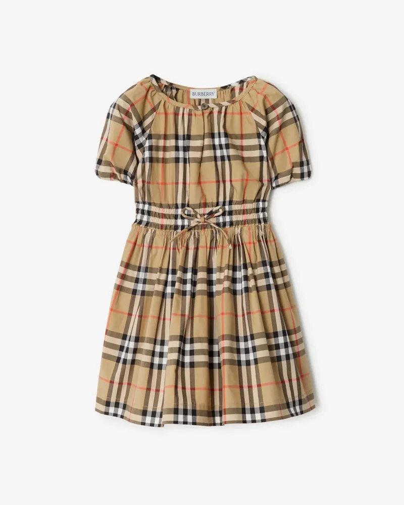 Burberry Baumwollkleid in Check , Size Sand-beige