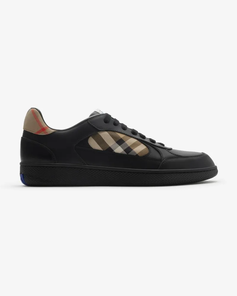 Burberry Sneaker „Terrace“ aus Leder mit Check Schwarz