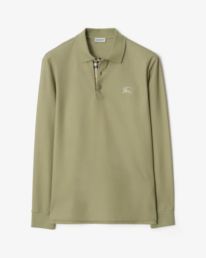 Burberry Langärmeliges Baumwoll-Poloshirt Glade-grün