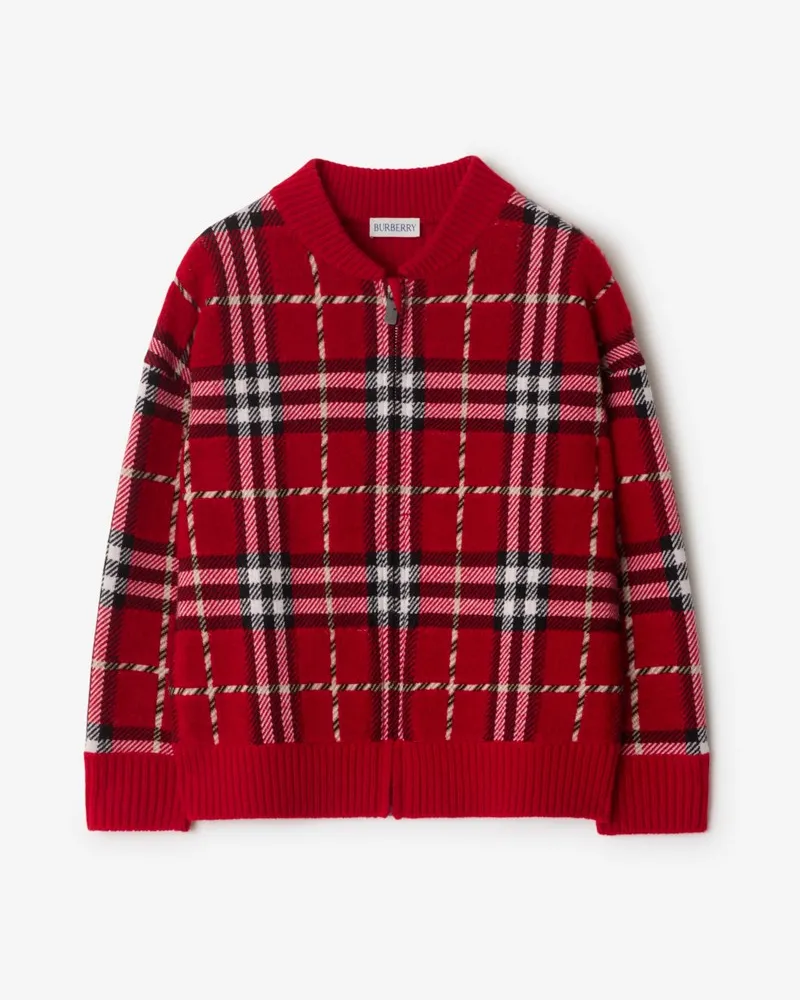 Burberry Woll-Bomberjacke in Check Mohnrot