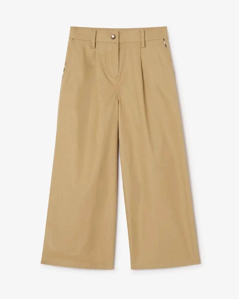 Burberry Baumwollhose mit Check-Besatz , Size Sand