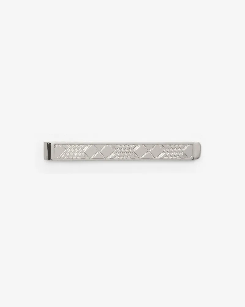 Burberry Krawattennadel mit Karogravur Silber