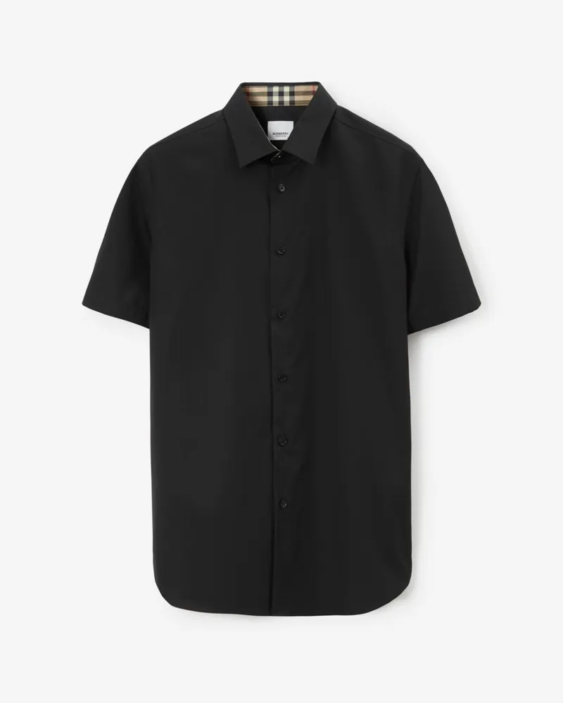 Burberry Schmales Stretchbaumwollhemd Schwarz