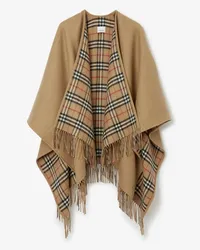 Burberry Wendbares Wollcape mit Check Vintage-beige