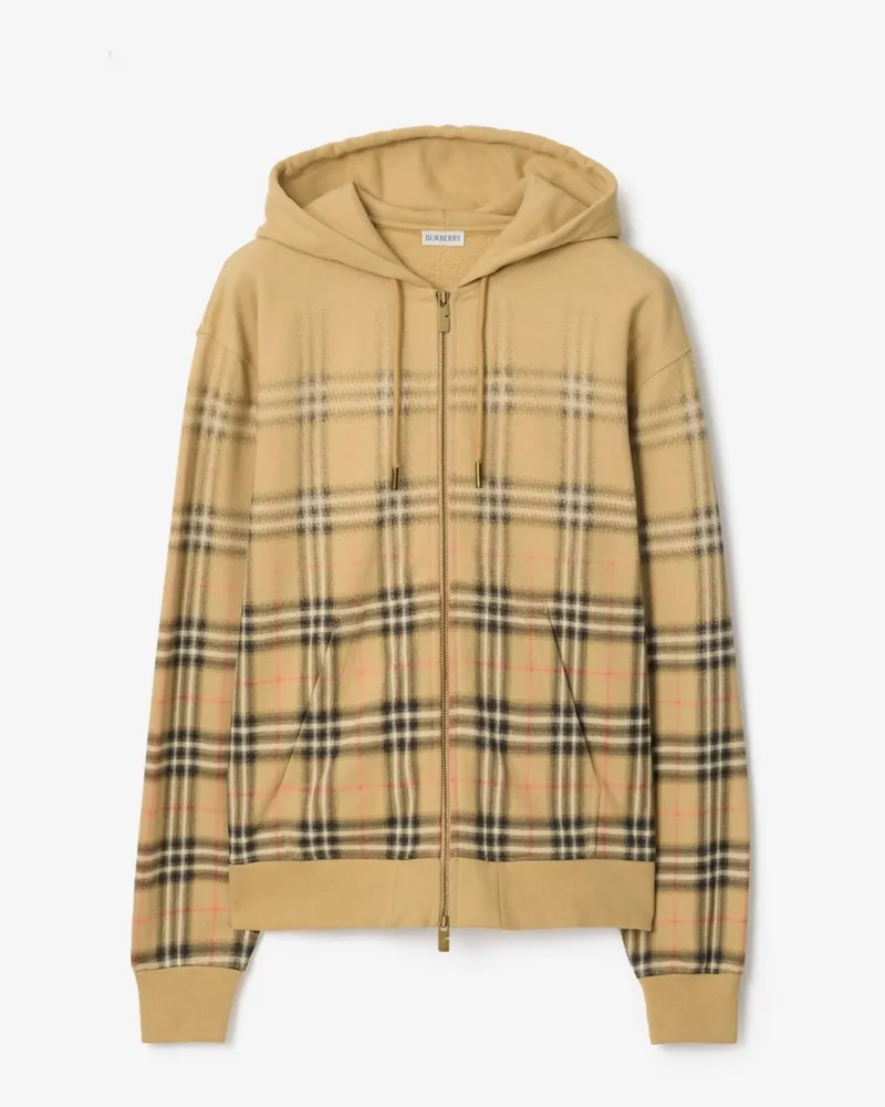 Burberry Baumwoll-Kapuzenjacke in Check mit Farbverlauf , Size Sand-beige
