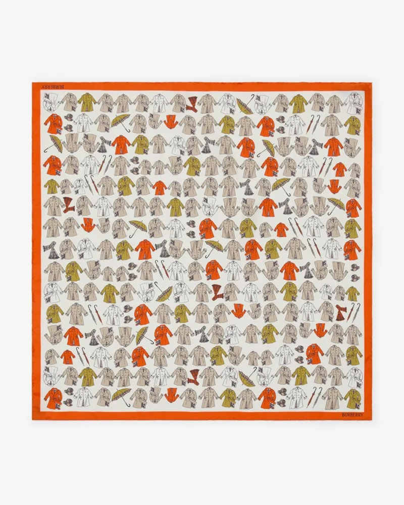 Burberry Seidenschal mit Trenchcoat-Motiv Vintage-sand-beige