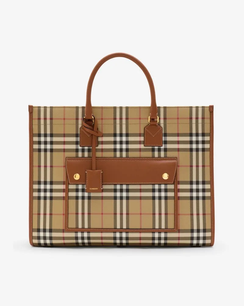 Burberry Mittelgroße Henkeltasche „Freya Vintage-beige