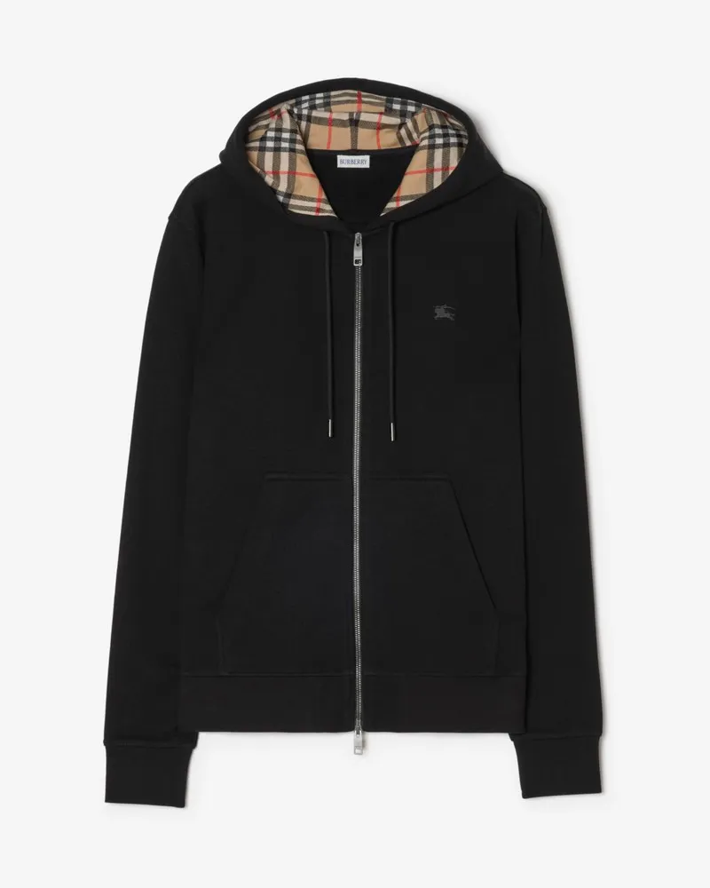 Burberry Baumwolljacke mit Check-Kapuze , Size Schwarz