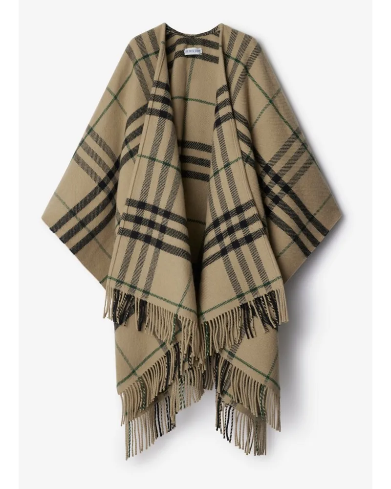 Burberry Woll-Kaschmir-Cape in Check Linden