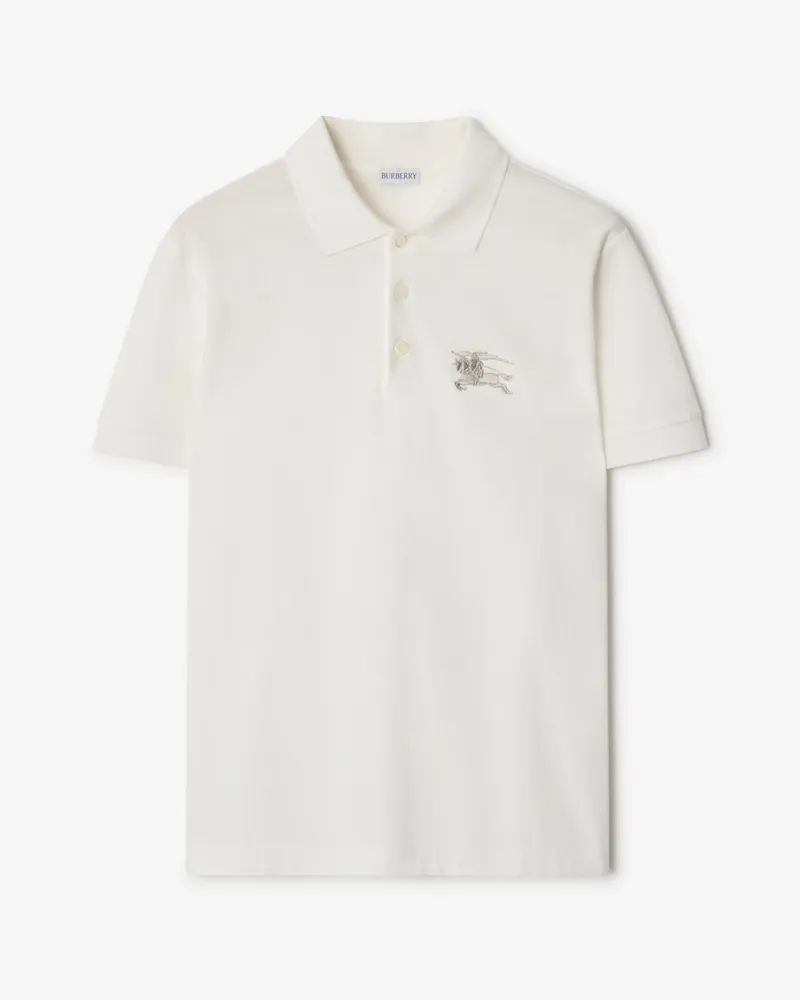 Burberry Baumwoll-Poloshirt mit Metallic-EKD Chalk-weiß