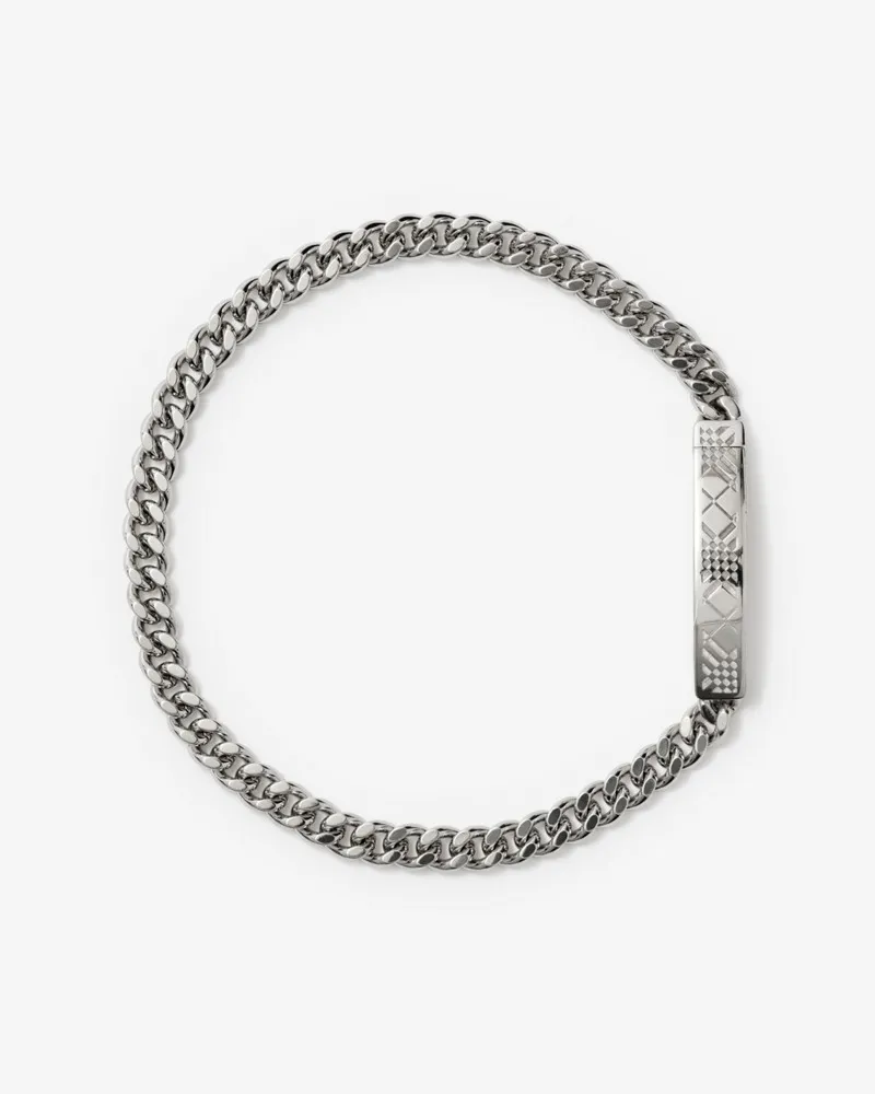Burberry Gliederarmband mit graviertem Karomuster Silver