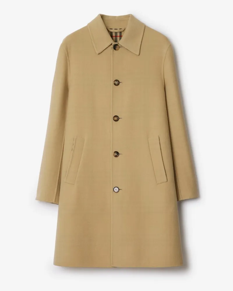 Burberry Mittellanger Car Coat aus Wolle Flachsfarben