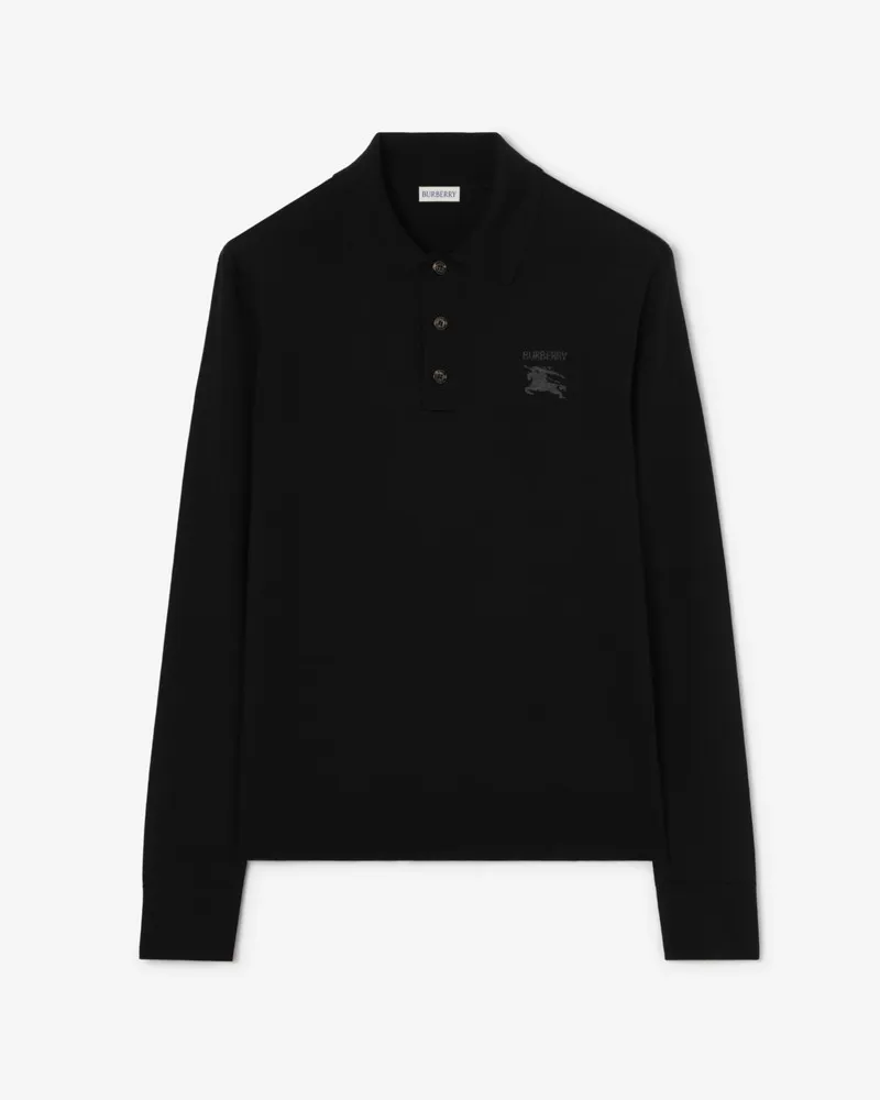 Burberry Langarm-Poloshirt aus Wolle mit Knight Black