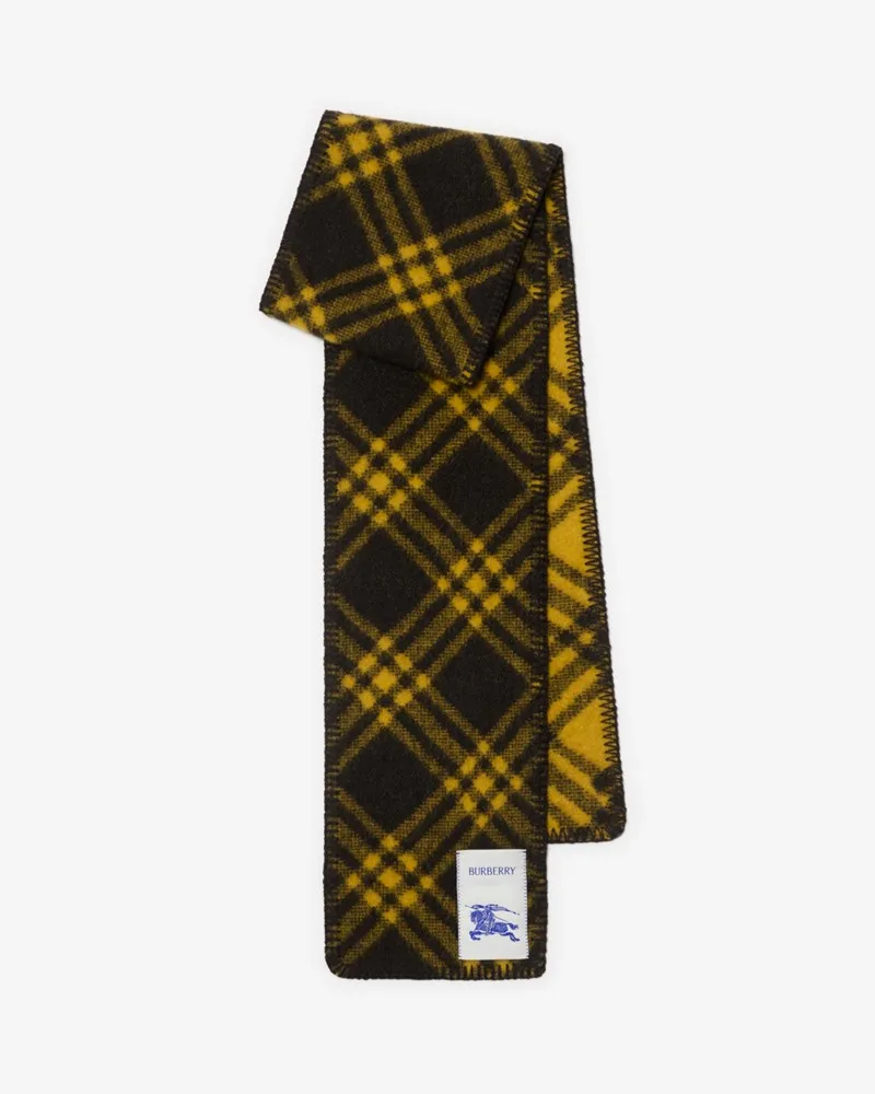 Burberry Schmalerer Wollschal mit Karomuster Chocolate-braun