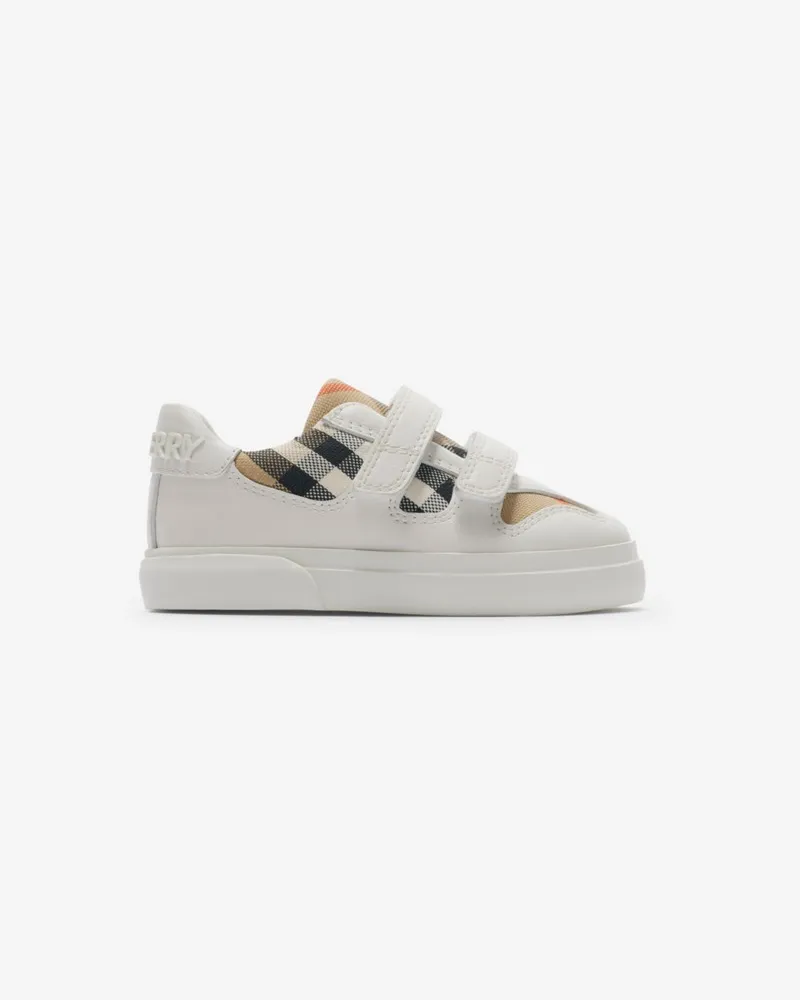 Burberry Sneaker aus Baumwolle in Check und Leder Sand