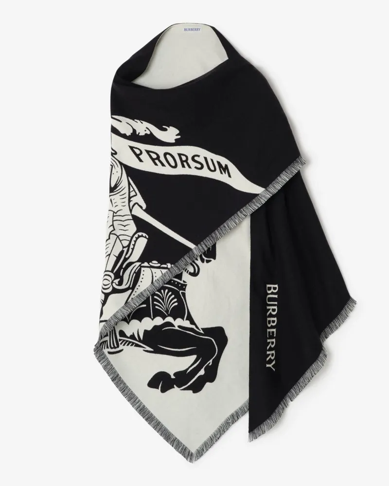 Burberry Woll-Seiden-Kaschmir-Cape mit Knight Schwarz