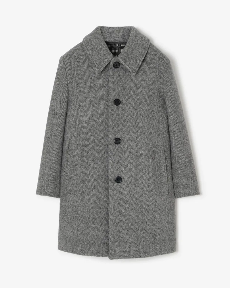 Burberry Car Coat aus Wolle mit Fischgrätmuster , Size Dawn