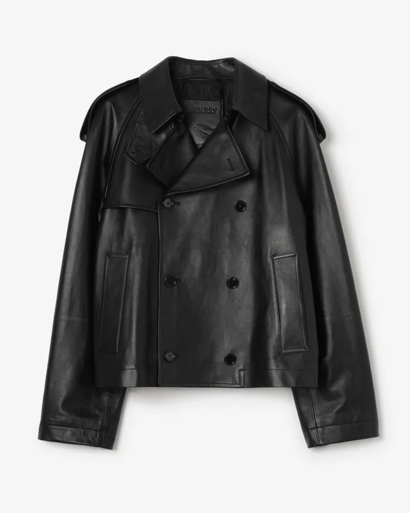 Burberry Cropped-Trenchcoat „Leadenham“ aus Leder , Size Black
