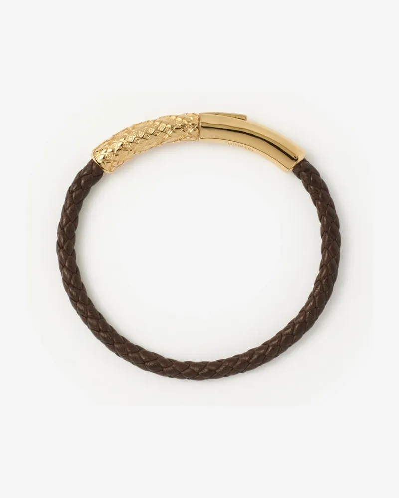 Burberry Lederarmband mit Karodetail , Size Gold