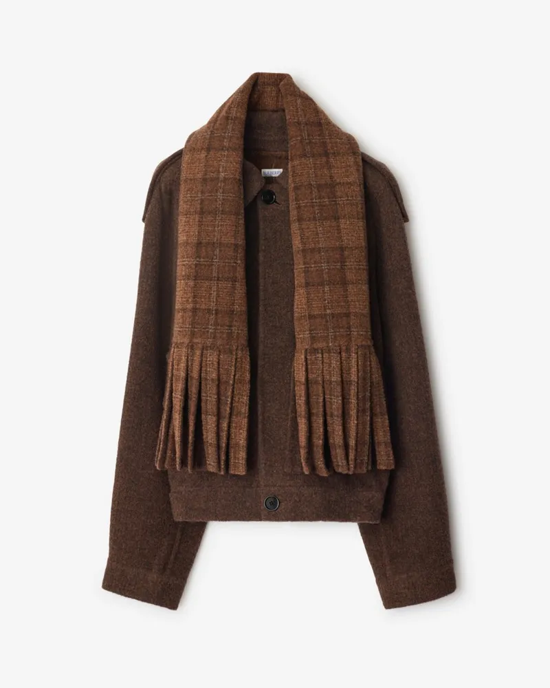 Burberry Wollmischjacke mit abnehmbarem Schal , Size Ginger-braun