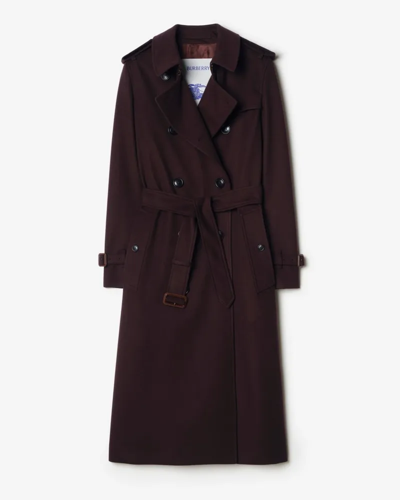 Burberry Langer Kaschmir-Trenchcoat „Kensington“ , Size Wine-rot