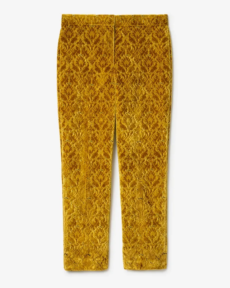 Burberry Elegante Samthose im Barockmuster Pear-gelb