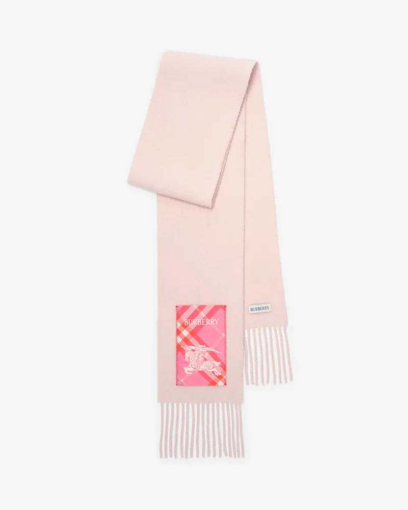 Burberry Schmalerer Kaschmirschal mit Check-Label Quartz-rosa