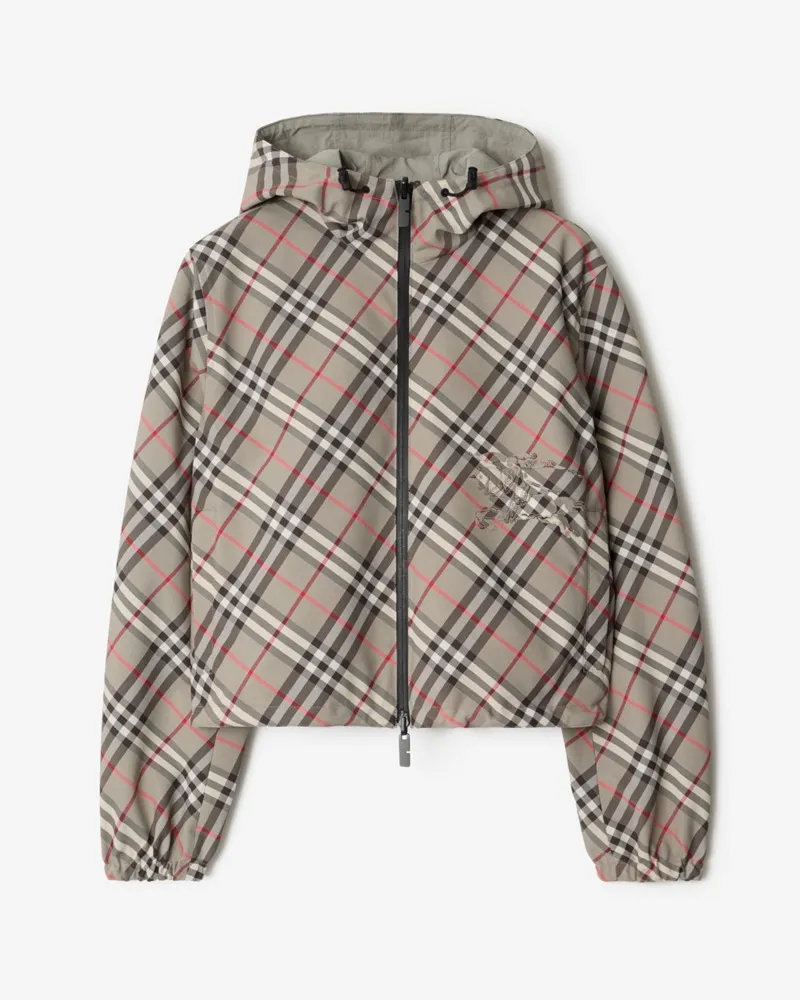 Burberry Wendbare Cropped-Jacke in Check Malvengrau