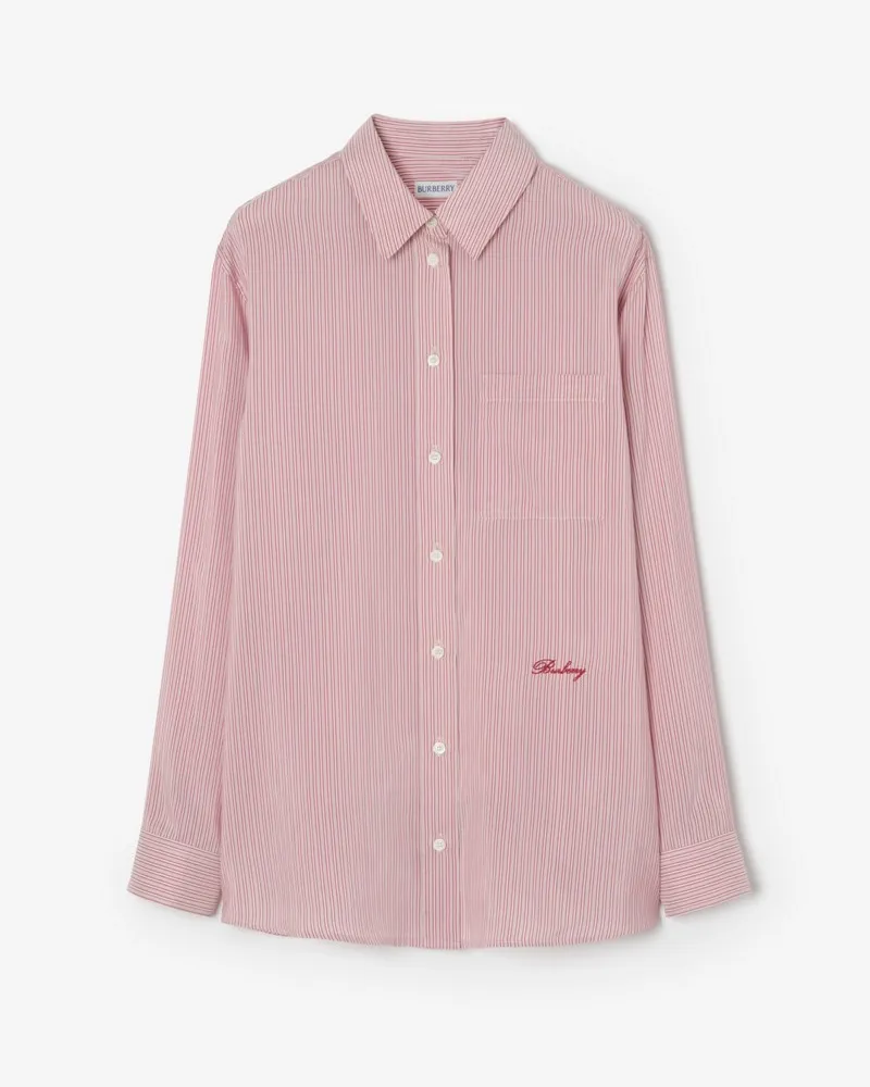 Burberry Legeres Seidenhemd mit Streifenmuster , Size Chalk