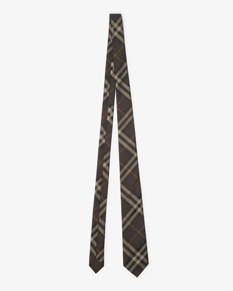 Burberry Seidenkrawatte in Check Truffle-braun