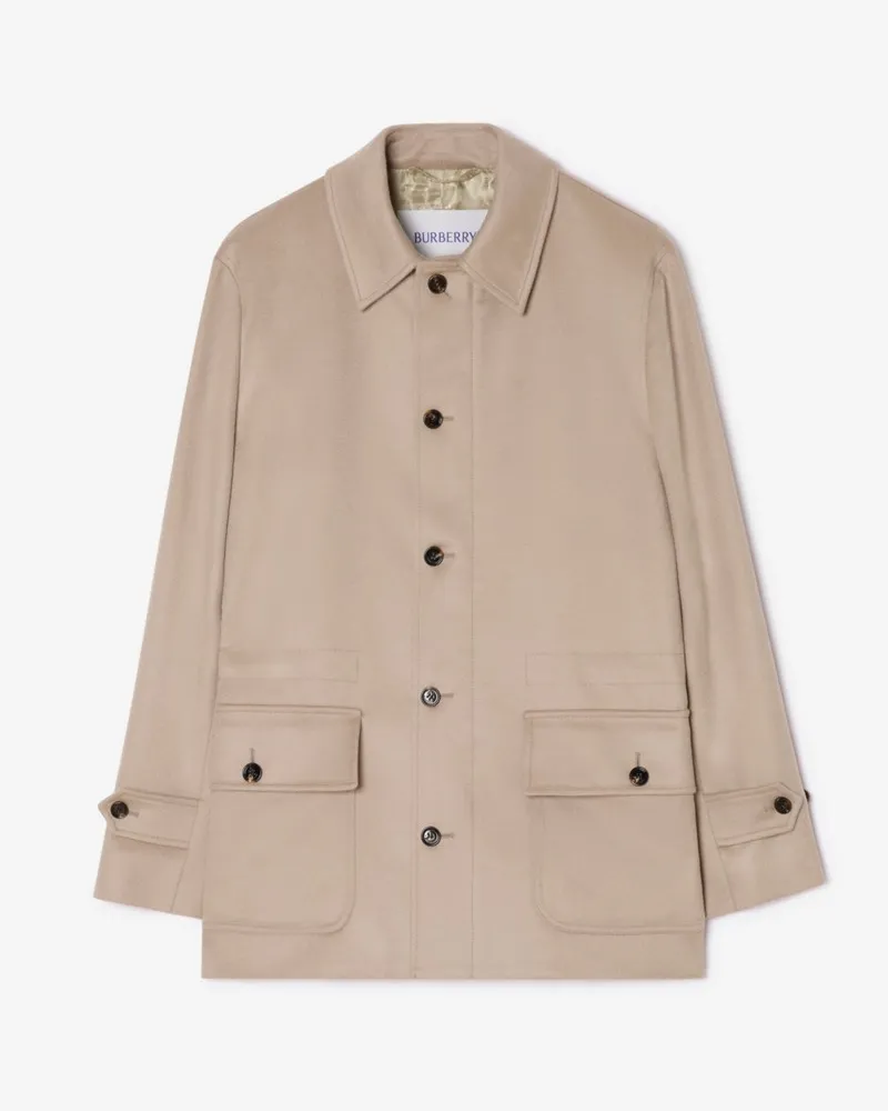 Burberry Kurzer Car Coat „Scafell“ aus Kaschmir , Size Light