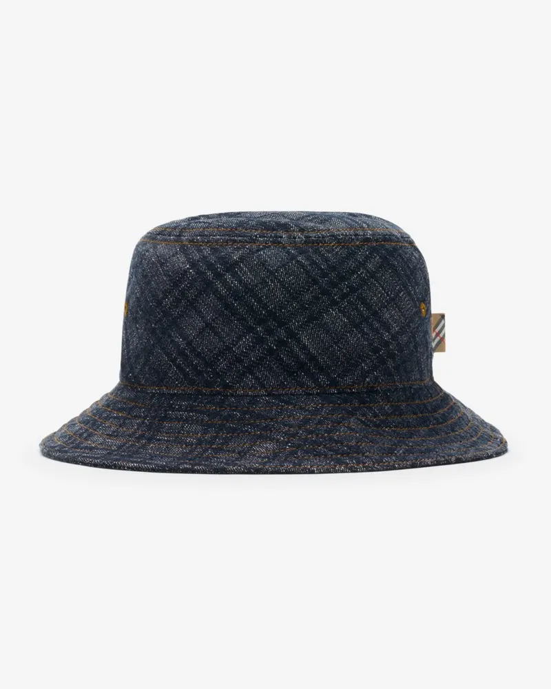Burberry Denim-Fischerhut in Check Navy