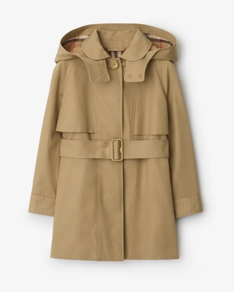 Burberry Baumwoll-Trenchcoat mit Kapuze Sand