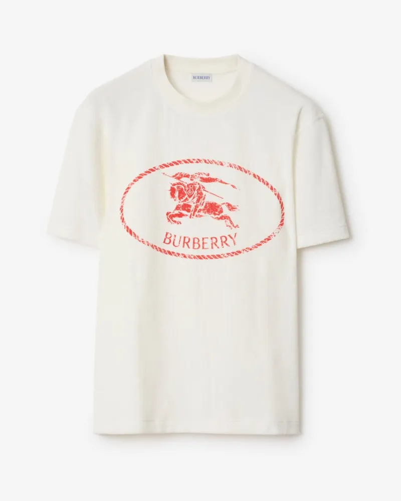 Burberry Baumwollmisch-T-Shirt mit Knight Stamp Chalk