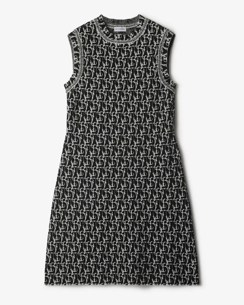 Burberry Wollmisch-Kleid mit B-Motiv Schwarz
