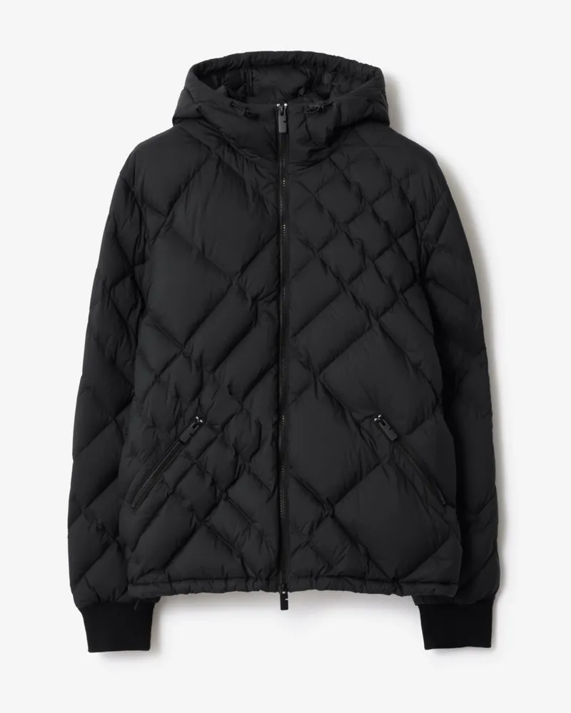 Burberry Wattierte Jacke „Doversgreen“ aus Nylon mit genähtem Karomuster Schwarz