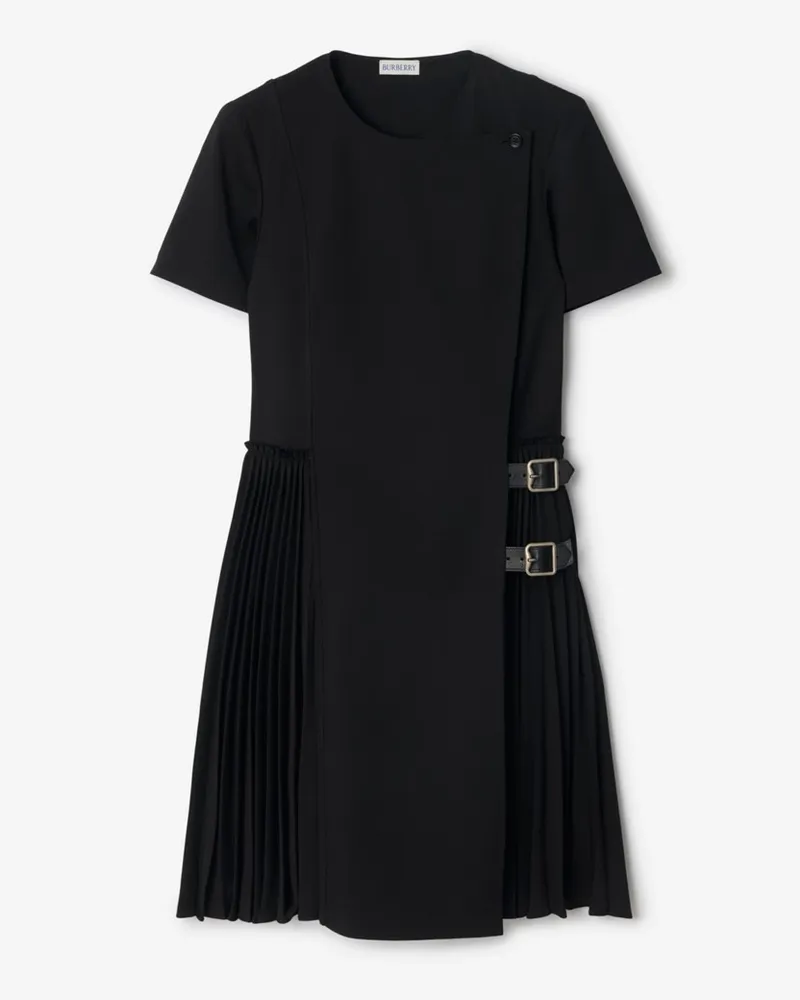 Burberry Wollmisch-Kiltkleid Schwarz