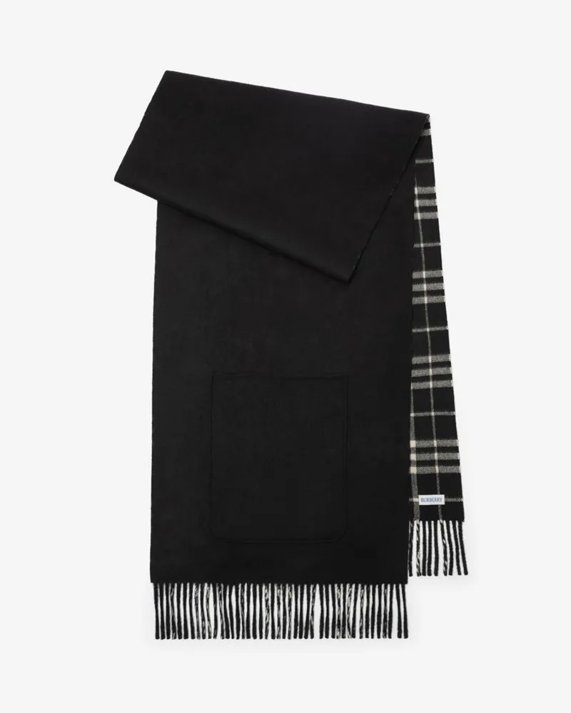 Burberry Wendbarer Woll-Kaschmir-Schal mit Taschen Black