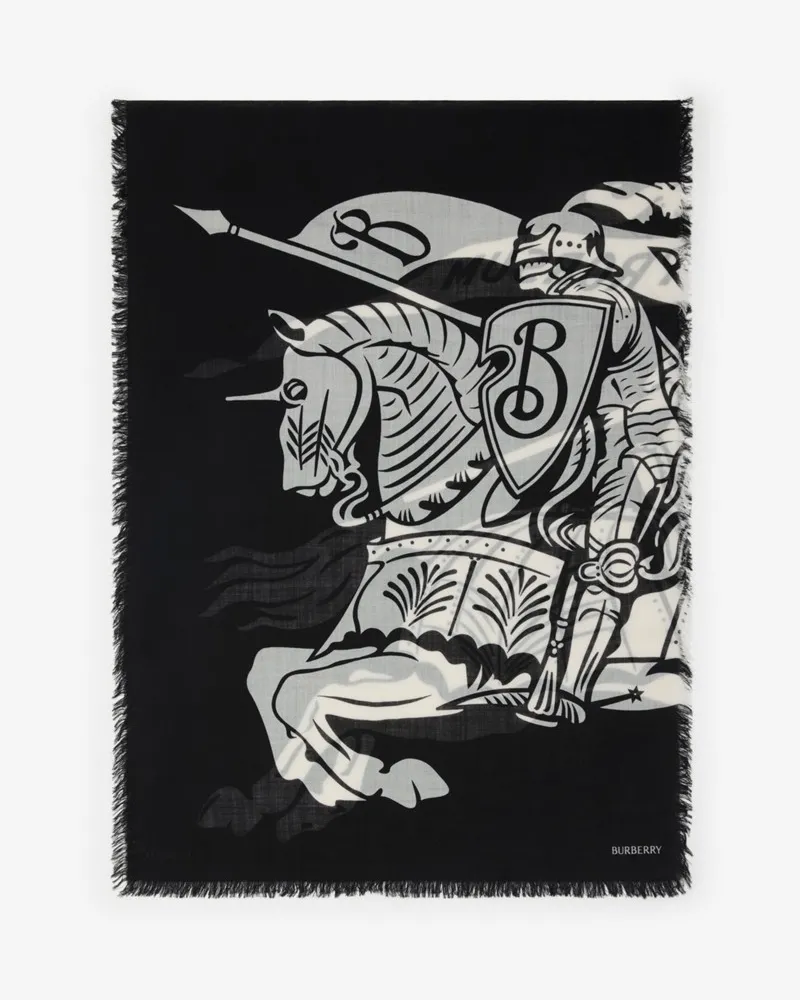 Burberry Breiter Wollschal mit EKD-Motiv Schwarz