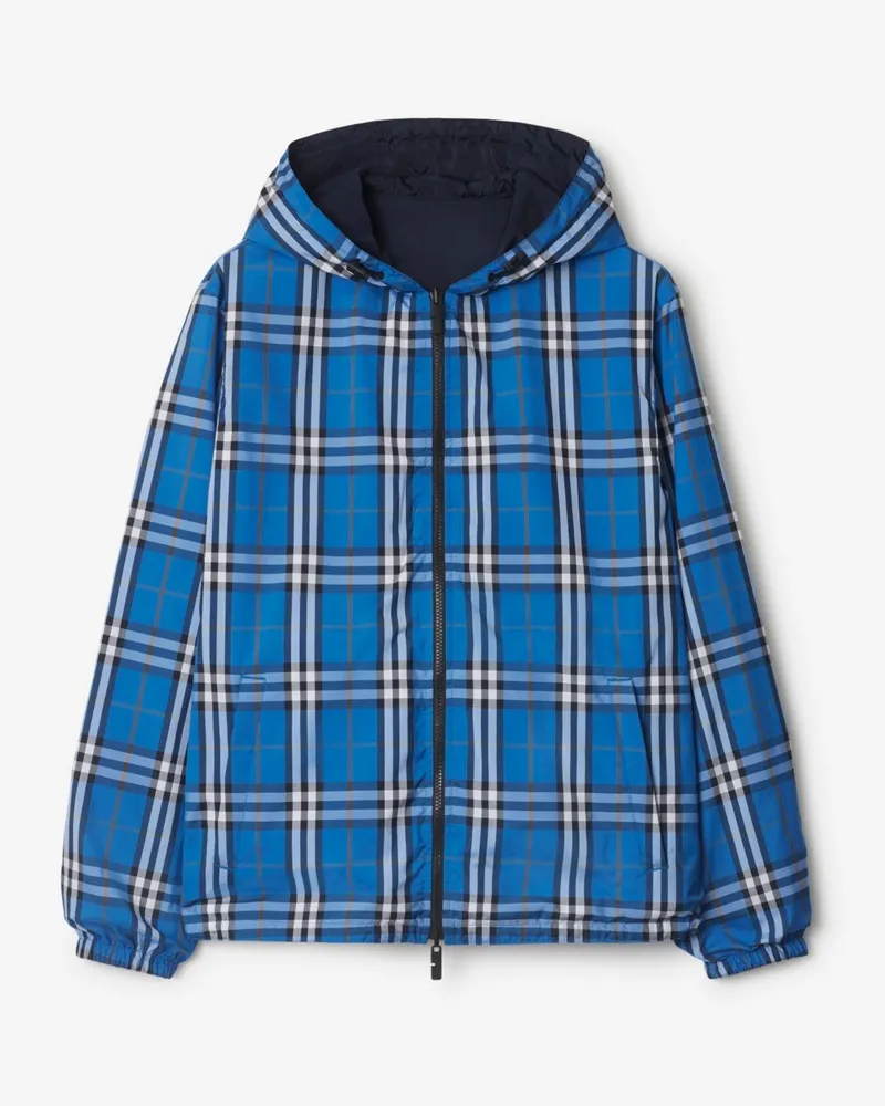 Burberry Wendbare Kapuzenjacke in Check Hyacinth-blau