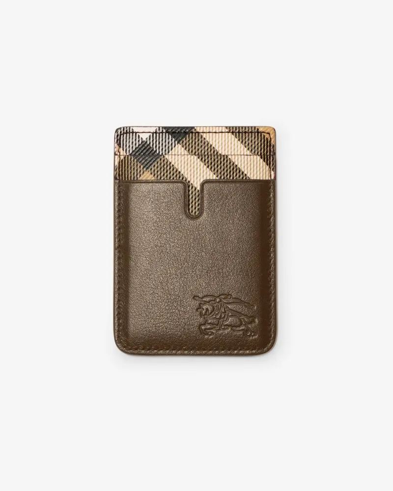 Burberry Magnetisches Kartenetui mit Check-Akzent Sand-beige