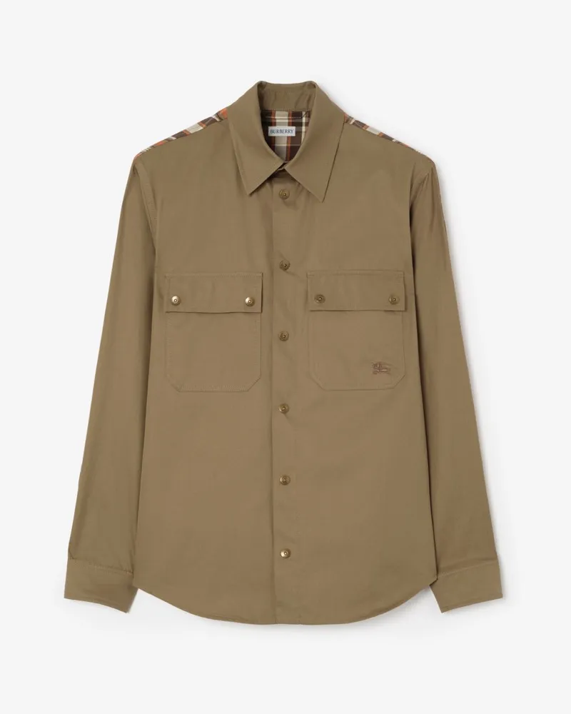 Burberry Hemd aus Tropengabardine mit Check , Size Finch