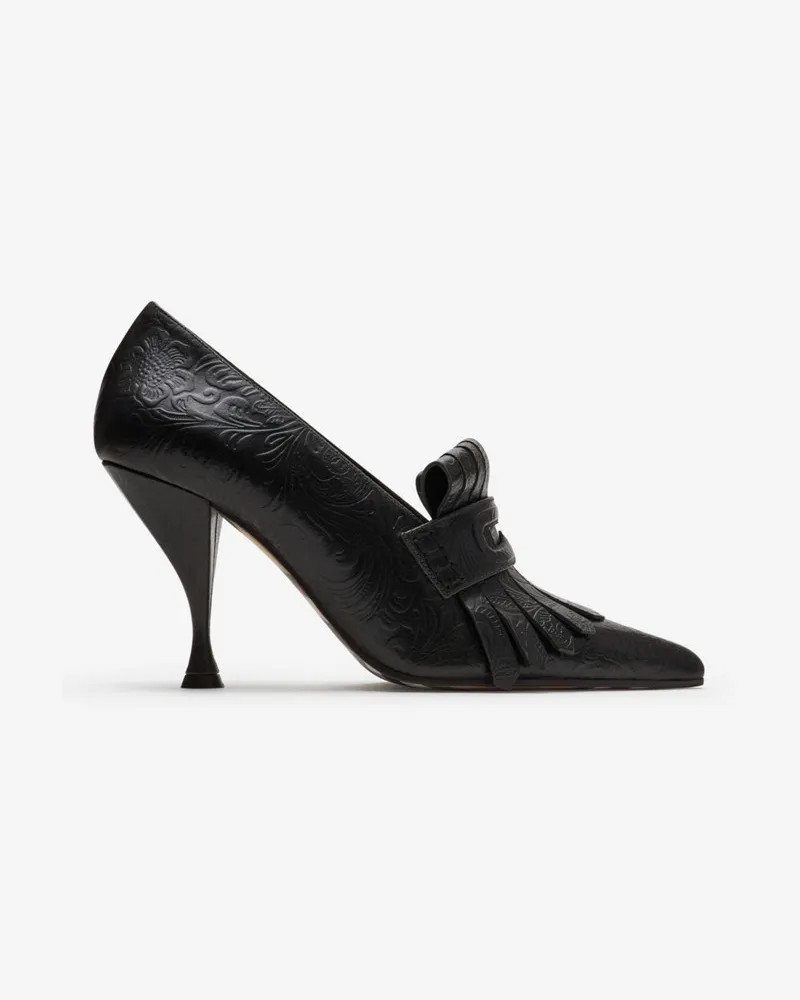 Burberry Pumps „Cameo“ mit Prägung und Fransen Moat-grün
