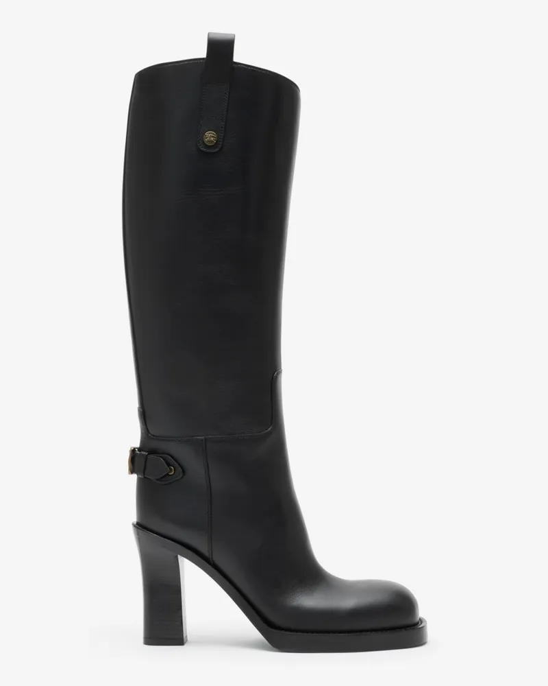 Burberry Lederstiefel „Cavalier“ mit Absatz Schwarz